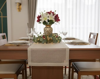 Luxury Shimmer Mesh Table Runner | Elegant Holiday Dining Decor | Handwoven Sheer Gauze | Custom Lengths