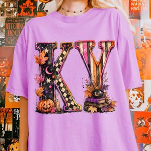 Pacote de PNGs de Halloween do Kentucky, Design da Temporada Assustadora do Kentucky, Letras Rosa e Roxa de Outono, Gráfico de Outono do Kentucky, PNG de Halloween Retrô imagem 2