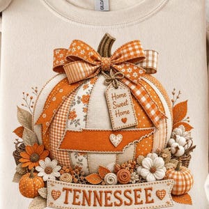 Tennessee Pumpkin PNG, Orange Gingham Fall Sublimation Design, TN Autumn Pumpkin Graphic, Cozy Southern Fall PNG Farmhouse Pumpkin Design