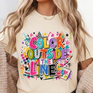 Back to School PNG | Art Teacher PNG | Creative Teacher Shirt Design | Color Paint Draw PNG | Colorful Classroom Sublimation Download image 2
