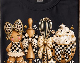 Lebkuchen Backen PNG, Weihnachtsbacken Sublimation, Kokette Weihnachtsküche PNG, Buffalo Check Urlaub Backen Clipart