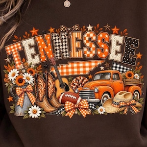 Tennessee PNG, Piłka nożna Tennessee PNG, Dzień meczu Tennessee PNG, Pomarańczowa kratka Western PNG, Tennessee State, Projekt sublimacji piłkarskiej zdjęcie 1