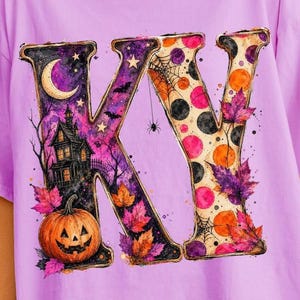 Pacote de PNGs de Halloween do Kentucky, Design da Temporada Assustadora do Kentucky, Letras Rosa e Roxa de Outono, Gráfico de Outono do Kentucky, PNG de Halloween Retrô imagem 1