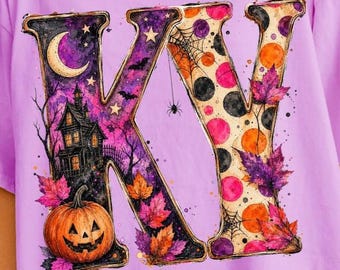 ケンタッキー ハロウィン PNG バンドル、KY スプーキー シーズン デザイン、ピンク パープル 秋の文字、ケンタッキー 秋のグラフィック、レトロ ハロウィン PNG、