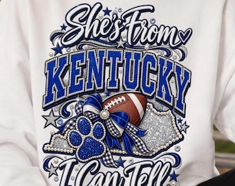 Fútbol americano de Kentucky PNG, Ella es de Kentucky, puedo decirlo PNG, Día de partido azul PNG, Fútbol americano estatal de Kentucky PNG, Sublimación de fútbol americano de Ky