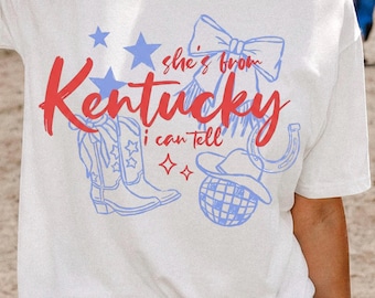 Kentucky png, shirtontwerp western coquette, she's from Kentucky girl graphic, country cowgirl png, sublimatie shirtontwerp preppy trending
