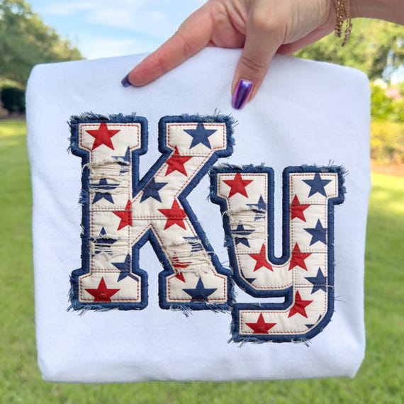 Kentucky Stars PNG, KY Patchwork Letters, Patriotic Kentucky Shirt Design, 4th of July Kentucky Graphic, Distressed Applique PNG