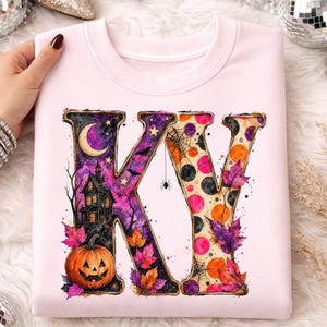 Pacote de PNGs de Halloween do Kentucky, Design da Temporada Assustadora do Kentucky, Letras Rosa e Roxa de Outono, Gráfico de Outono do Kentucky, PNG de Halloween Retrô imagem 7