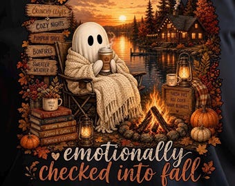 Fantasma de Verão PNG, Design de Sublimação "Mentalmente Estou Aqui", Design de Camiseta Moderna para Amantes do Halloween, PNG Divertido de Outono