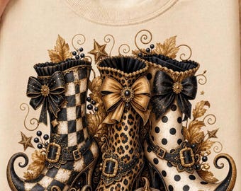 Pacote de PNGs de Halloween | Chapéu de Bruxa PNG | Bota de Bruxa PNG | Gato Preto PNG | Estampa Xadrez, Leopardo e Bolinhas de Halloween | Clipart de Halloween Coquette