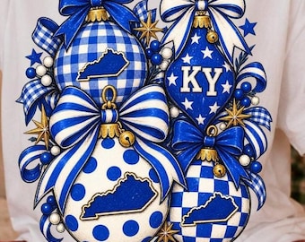 PNG de Navidad de Kentucky, PNG de adorno de Kentucky, Navidad azul, diseño de camiseta navideña de Kentucky, PNG de sublimación navideña de KY
