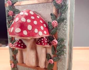 Handmade Mushroom Keepsake Box | Polymer Clay Fairy Toadstool | Cottagecore Decor | Velvet Lined Wooden Box | One of a Kind Gift