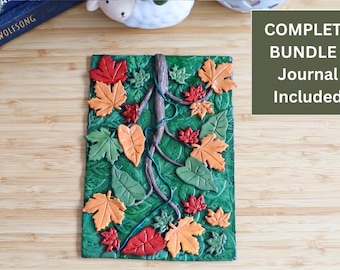 Autumn Forest Notebook Gift Set | Handmade Polymer Clay Cover | Woodland Desk Decor | Cottagecore Gift | 256 Pages