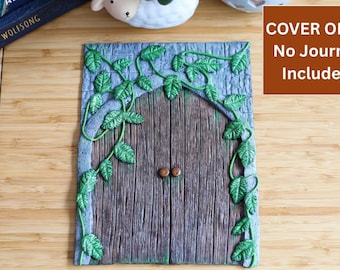 Fairy Door Book Cover Set | Handmade Polymer Clay | Enchanted Forest Desk Decor | Fairycore Gift | Fantasy Gift