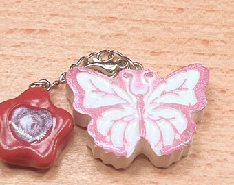 Butterfly Desk Charm | Jesmonite & Clay | Rose Gold Details | Handmade Bookmark Clip | Cottagecore Nature Gift | Book Accessories