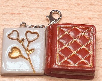Book Lover Desk Charm | Polymer Clay | Bookmark Clip | Kawaii Bookmark Charm | Handmade Stationery Gift | Heart Bouquet