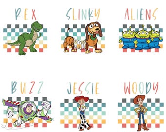 Toy Story png-bundel, Woody Buzz Jessie Rex Slinky Alien png, Toy Story Friends-clipart, stripfiguur png voor Cricut, gezinsvakantie