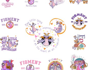 Epcot Figment inspired Png bundle, One Little Spark, Journey to Imagination, Png for cutting machines, sublimation. Digital Instant download