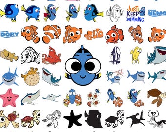 Finding Nemo SVG-bundel, Dory Svg, schattige vis Svg-bestanden, oceaandieren Clipart, Sea Life Svg, Cartoon Fish Svg voor Cricut silhouet downloaden
