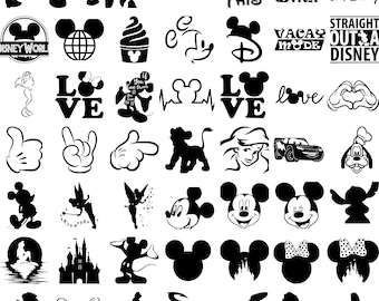 99 bundel Svg Png Cricut afdrukbare Clipart silhouet, muis Svg, kasteel svg bundel, prinses svg, kasteel clipart, hoofd Mickey Mouse