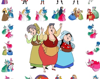 Doornroosje SVG-bundel, Aurora Princess PNG-clipart, feeën en prins vectorbestanden, Castle Magic-sublimatieontwerpen voor Cricut