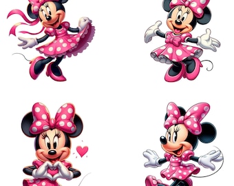 Minnie Mouse png-bundel, prinses png, verjaardag Minnie Mouse, clubhuis Minnie Mouse, Minnie Head png, roze stippen strik, stippen muis png