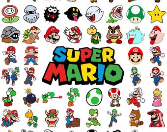 Super Mario SVG-Bundle, Mario Schnittdateien, Mario Clipart, Super Mario Schrift, Mario PNG, druckbares Mario, Mario Clipart Bundle, Luigi svg