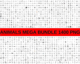 Dierlijke Svg-bundel, schattige dieren Png-clipart, Cartoon dierlijke Svg, megabundel voor Cricut Silhouette, digitale downloadsublimatie