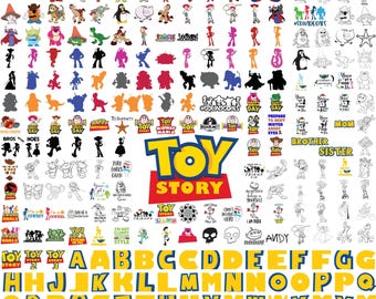Paquete SVG de Toy Story, SVG de Woody y Buzz Lightyear, Clipart PNG de Toy Story, Letras y números del alfabeto de Toy Story, Archivos Cricut de Toy Story