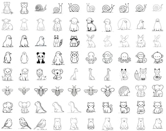 Animals SVG PNG Bundle – 90 Cute Animal Clipart Designs, Cartoon Animal Silhouettes, Cricut Files, Digital Download, Kids Art