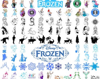Frozen Svg-bundel, Frozen Clipart, Elsa Svg, Anna Svg, Olaf Svg, Princess Svg, Frozen Svg-bestanden voor Cricut, Instant Download bundel