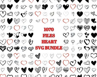 1070 Heart SVG Bundle, Love Svg Files for Cricut, Valentines Day Png, Wedding Heart Clipart, Romantic Svg Cut Files, Anniversary Design Pack