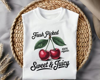 Kers png, vers geplukte zoetsappig fruit clipart, biologische kersen png, Cricut silhouet gesneden bestanden voor sublimatie en ambachten