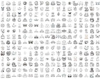 Cute Animals Png Bundle, Kawaii Animal Clipart PNG Set, Baby Wildlife Cut Files for Cricut Silhouette, Sublimation Digital Download