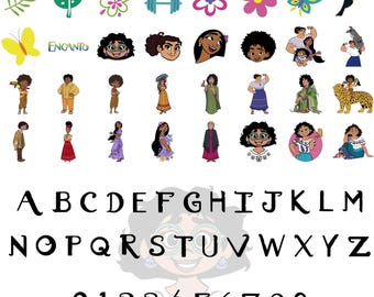 Encanto SVG Bundle, Encanto Characters Svg Png, Family Madrigal Svg Pack, Cartoon Alphabet Font Svg, Encanto Clipart for Cricut Silhouette