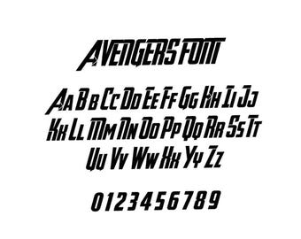 Avengers lettertype SVG-bundel, superheld alfabetletters PNG, Avengers Cricut Cut-bestanden, held lettertype TTF, digitale download voor silhouet