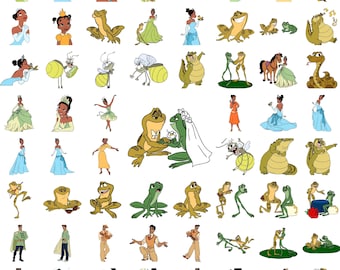 Prinses en de kikker SVG bundel clipart, prinses Tiana Svg, prinses png, Tiana Svg bundel, Tiana clipart, de prinses en de kikker pack