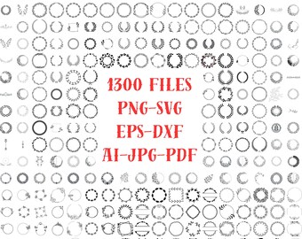 1300 Laurel Wreath SVG Bundle, Circle Frame Clipart, Floral Wreath SVG for Cricut, Monogram Border PNG, Wedding Invitation Clipart