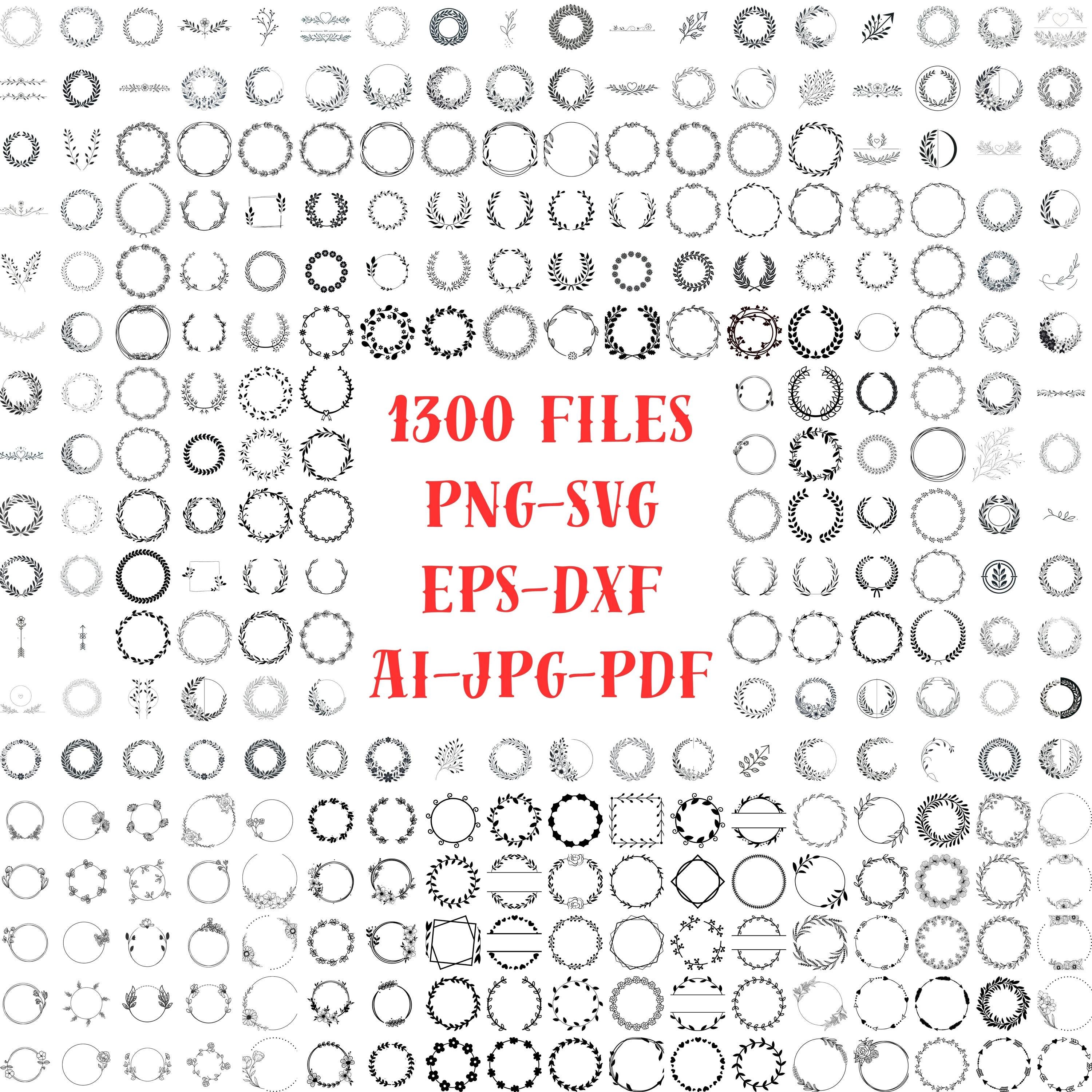 1300 Laurel Wreath SVG Bundle, Circle Frame Clipart, Floral Wreath SVG ...
