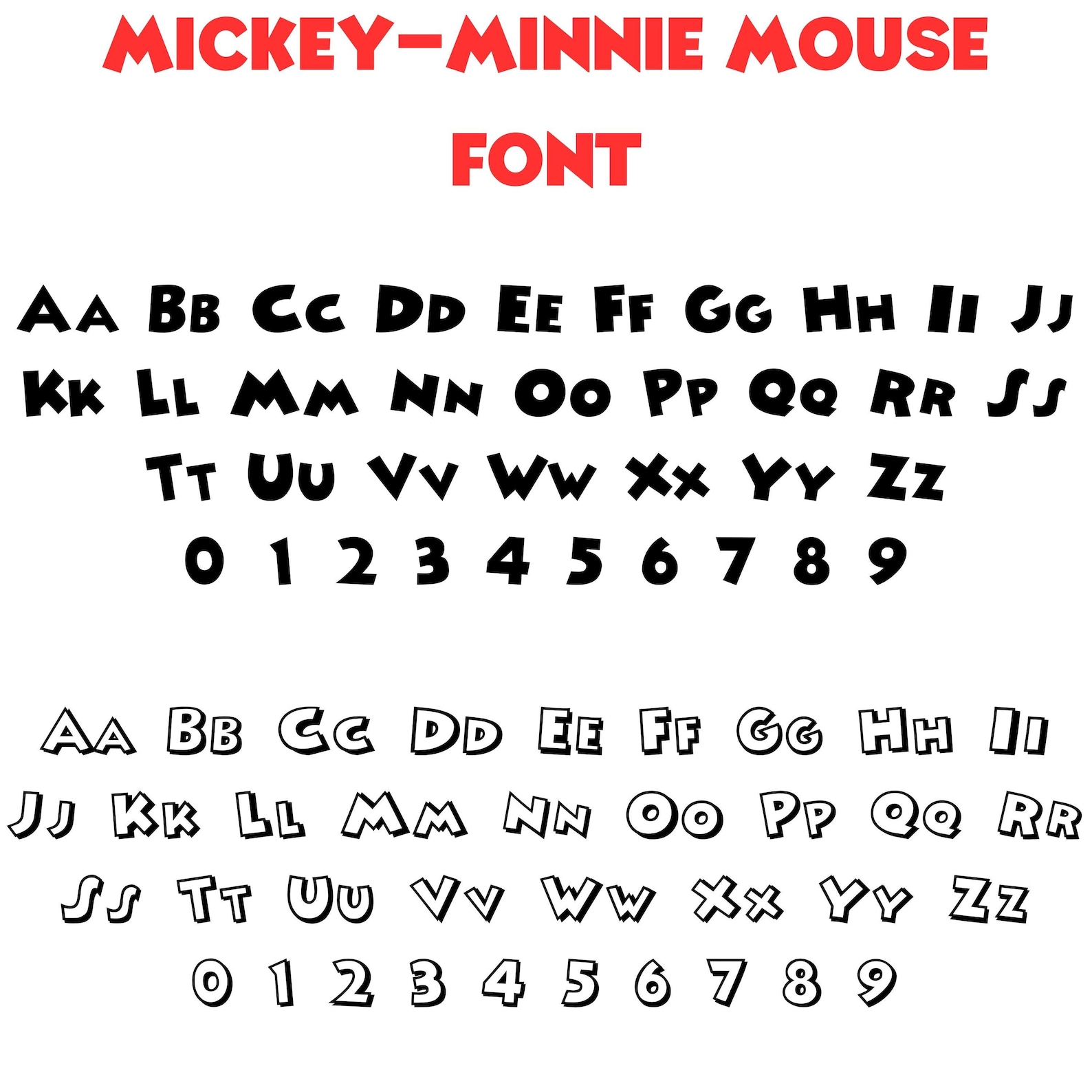 Minnie Lettering Mickey Minnie Font Bundle, Cartoon Font Svg, Cricut Font Cut Files ...