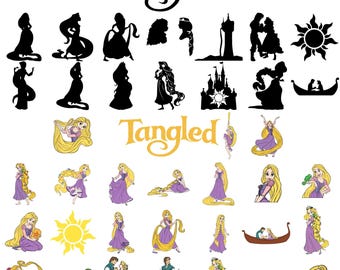 Rapunzel SVG-bundel, verwarde Svg, Rapunzel Svg-bestanden voor Cricut en Silhouette, Rapunzel Clipart, Rapunzel Png Svg, instant digitale download