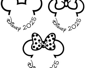 2025 familievakantie png-bundel, Mickey Minnie-oren png met strik, bijpassende reisshirts png-bestanden voor de Cricut, digitale png-download
