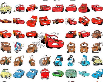 Paquete SVG de Cars, Rayo McQueen SVG, Tow Mater SVG, Cars Movie SVG, Cars SVG, Disney Cars Clipart, Archivos Cricut, Paquete PNG