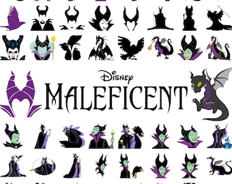 Maleficent SVG Bundle, Evil Queen Clipart, Dark Fairy Witch SVG, Dragon Silhouette PNG, Villain Svg Files for Cricut and Sublimation