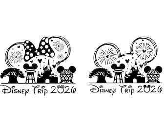 2026 Magical Kingdom Trip SVG Bundle, Family Vacation Castle SVG PNG, Mouse Head Bow Cut Files for Cricut Silhouette, Fireworks Sublimation