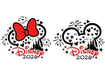 Familie-uitstapje 2026 png-bundel, magische vakantie png, kasteelvuurwerk Mickey Ears png voor Cricut, gezinsvakantie 2026 sublimatieontwerp