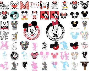 Mickey Mouse SVG Bundle, Minnie Mouse Clipart, Cute Mickey SVG Files for Cricut, Mickey and Minnie PNG, Mouse Ears Svg, Digital Download