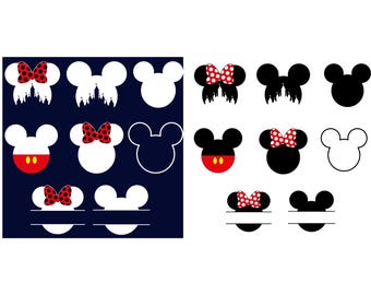 Pakiet SVG z uszami Myszki Miki i Minnie, Głowa Myszki w formacie SVG, Kokarda Myszki Minnie w formacie SVG, Wycieczka rodzinna w formacie SVG, Pliki SVG Cricut, Zamek w formacie SVG, Clipart PNG, Pobieranie cyfrowe