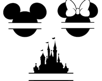 Pacchetto SVG con testa di topo del castello, SVG con orecchie di Minnie in formato PNG, file di taglio del castello per gite in famiglia, clipart di silhouette Cricut, download digitale