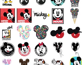 Mickey Mouse SVG Bundle, Minnie Mouse Svg Files, Cute Cartoon Png, Mickey Balloon Clipart, Mouse Ice Cream Svg for Cricut and Silhouette